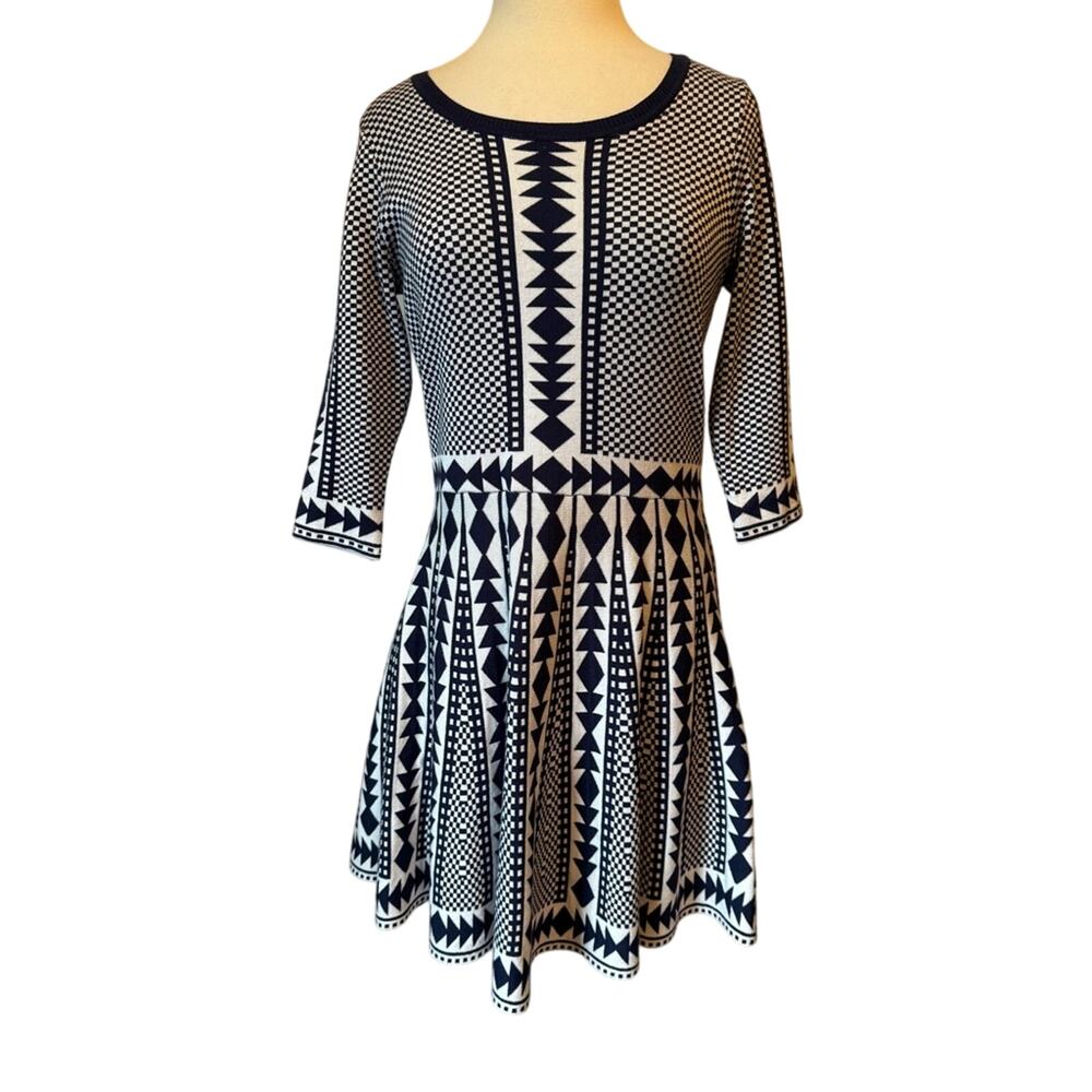 𝅺Nina Leonard‎ Women's XL Mini Sweater Dress Chic Preppy Academia Schoolgirl